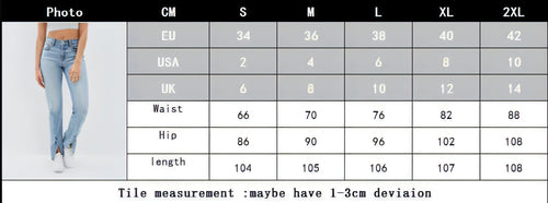 Commuter Split Straight Pants Fashionable Stretch Washed Jeans Women