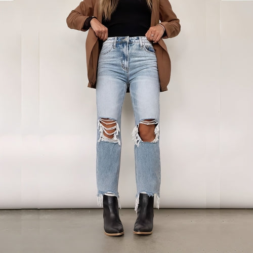 UrbanEase™ High Waist Loose Straight Trousers Women Jeans