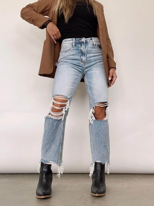 UrbanEase™ High Waist Loose Straight Trousers Women Jeans